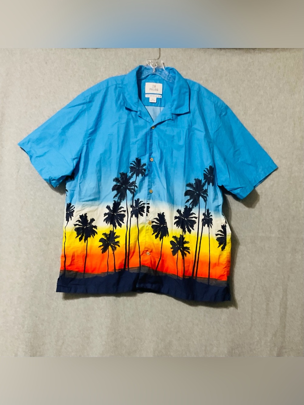 28 Palms Men’s Blue Sunset Palm Short-Sleeve Camp Shirt Sz 3XL